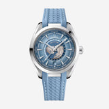 Seamaster Aqua Terra Worldtimer, 43 mm, aço em bracelete de borracha