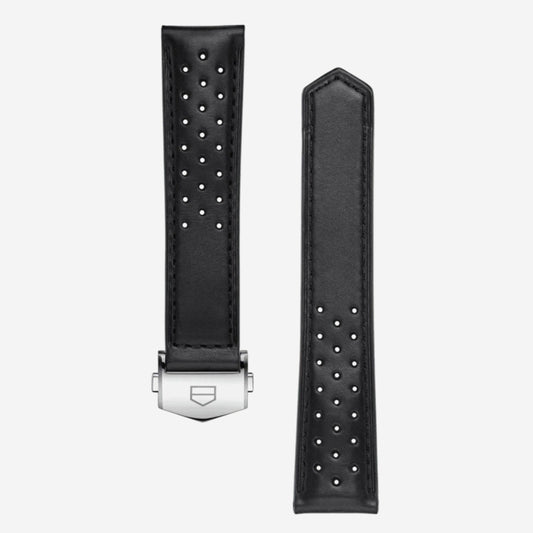 Pulseira Carrera 39mm em couro perfurado preto
