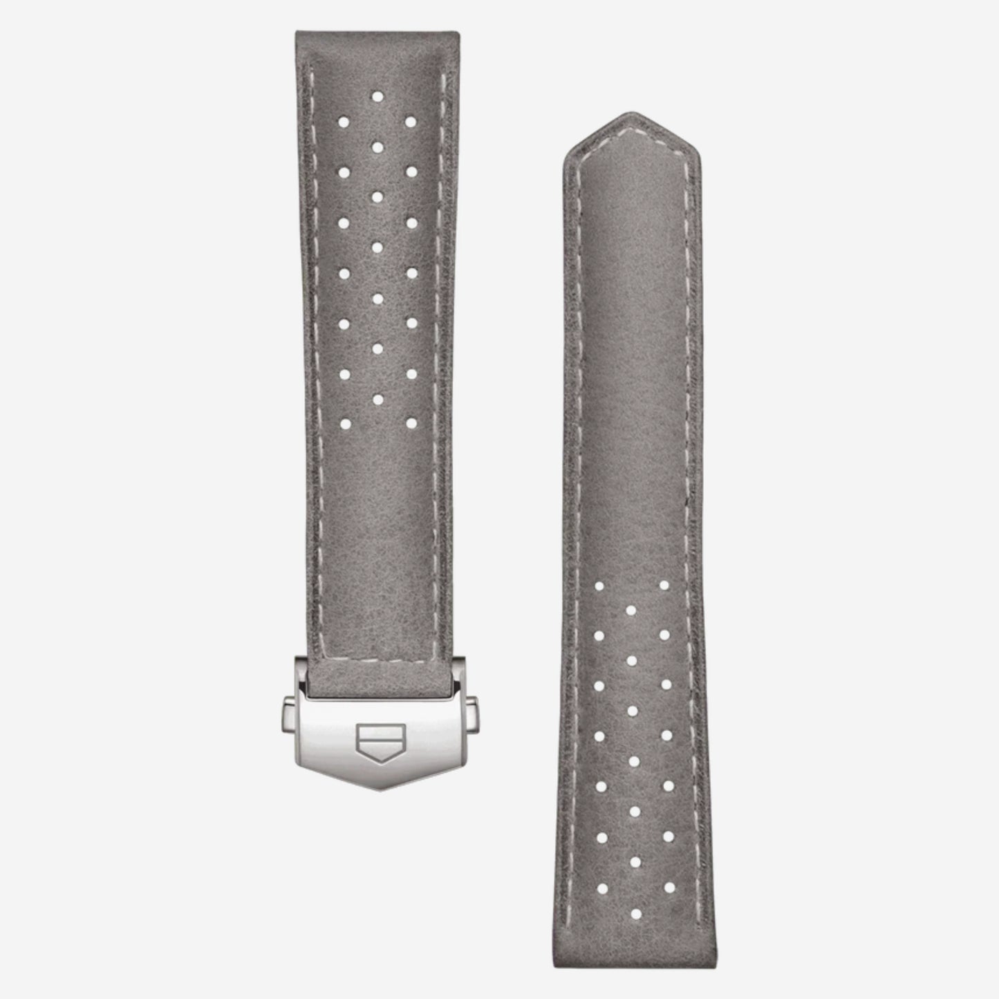 Pulseira Carrera 39mm em couro perfurado cinza