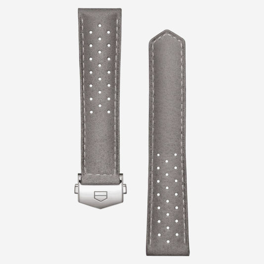 Pulseira Carrera 39mm em couro perfurado cinza