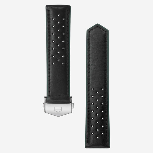 Pulseira Carrera 41mm em couro perfurado preto
