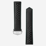 Pulseira Carrera 41 mm em couro perfurado preto