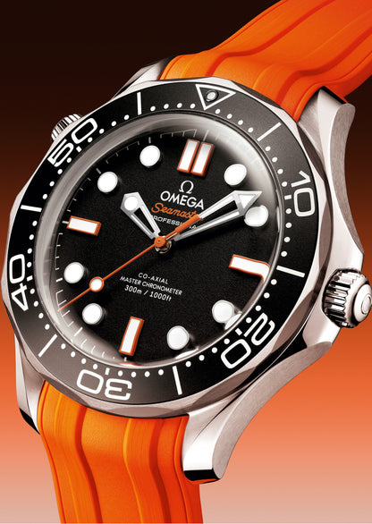 Seamaster Diver 300M 42mm aço com bracelete de borracha