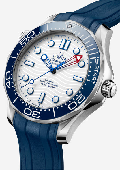 Seamaster Diver 300M AMERICA'S CUP 42mm aço com bracelete de borracha