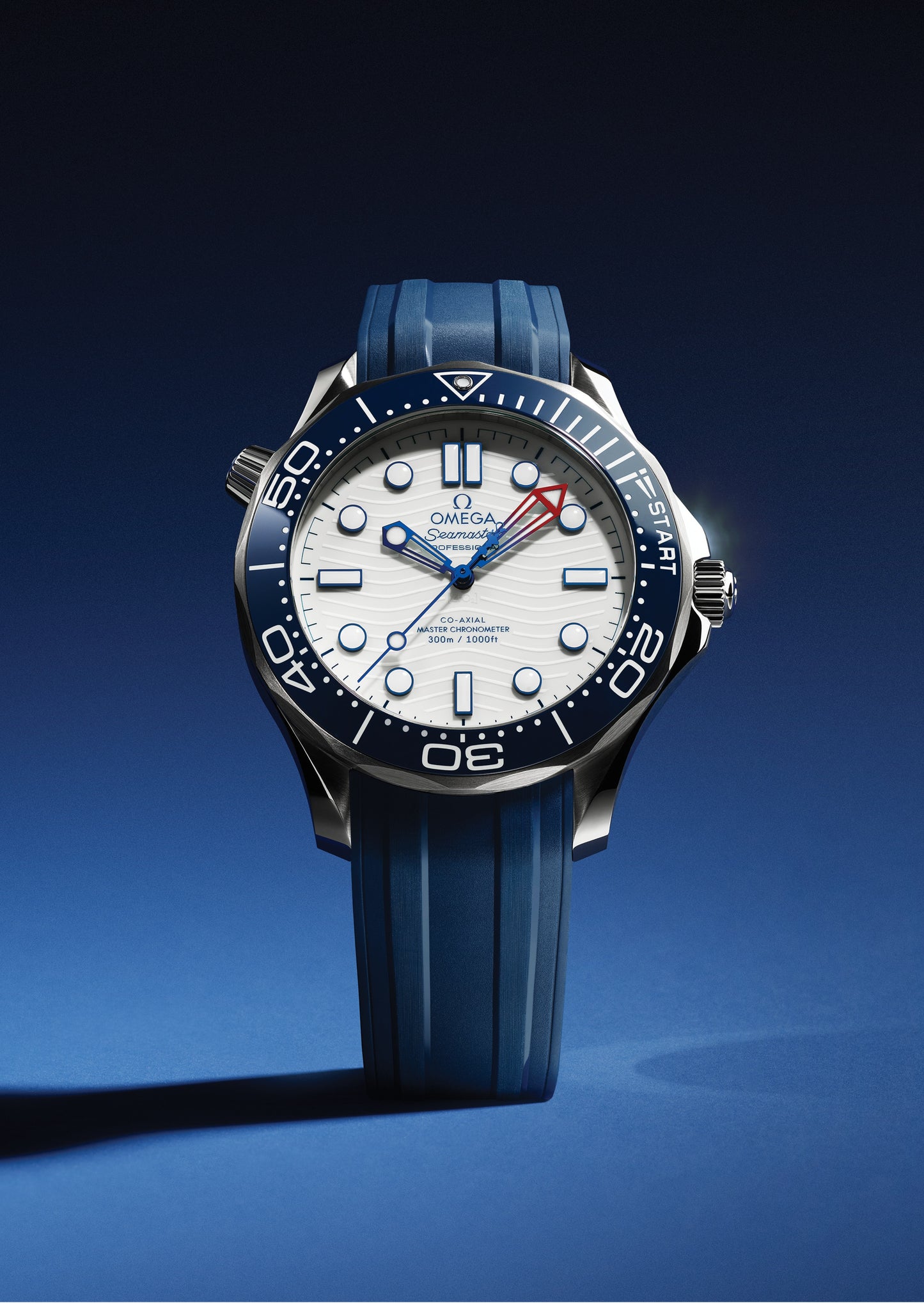 Seamaster Diver 300M AMERICA'S CUP 42mm aço com bracelete de borracha