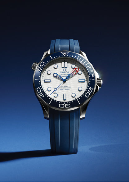 Seamaster Diver 300M AMERICA'S CUP 42mm aço com bracelete de borracha
