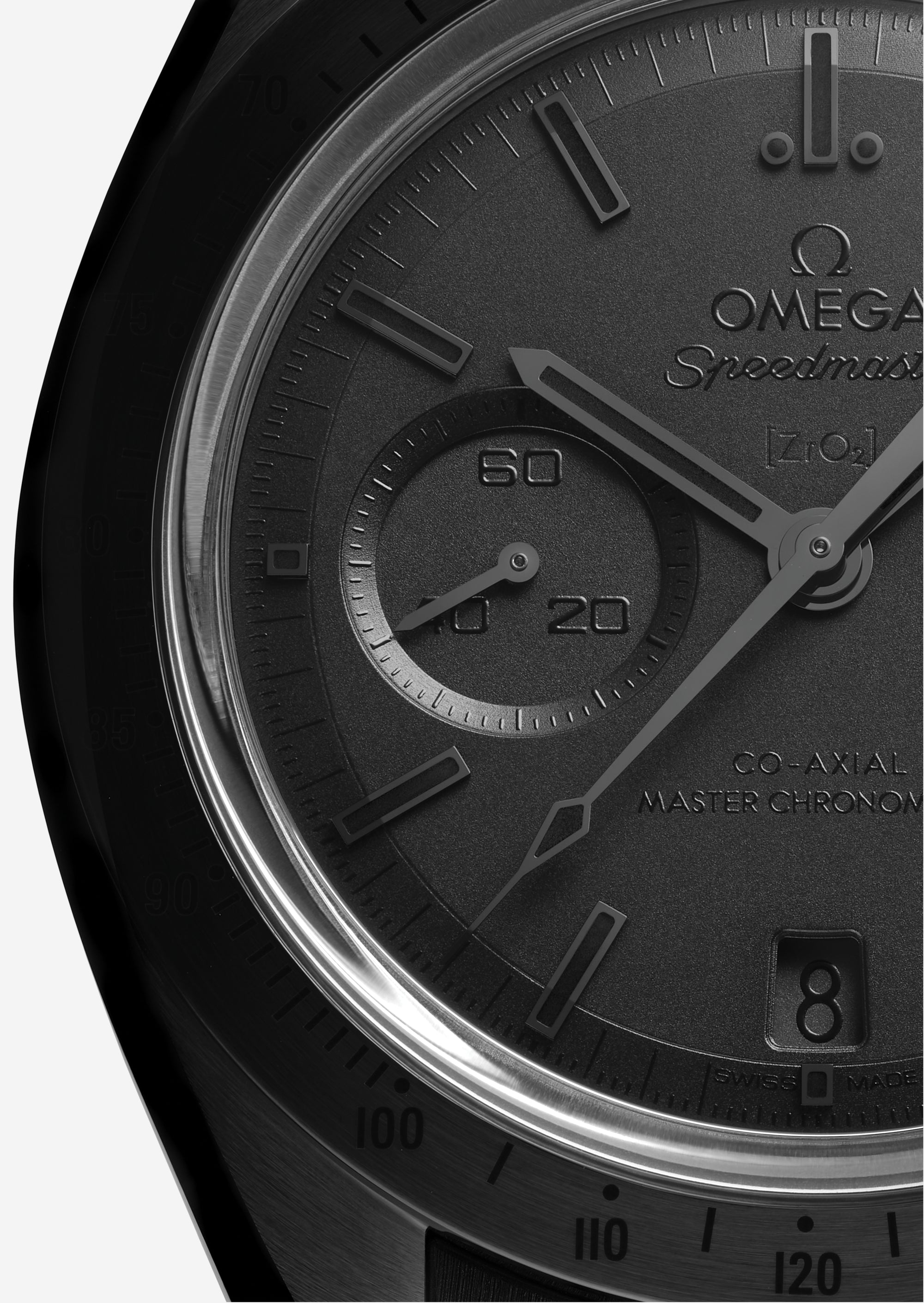 Speedmaster Dark Side of the Moon, 44,25 mm, cerâmica preta em bracelete de borracha