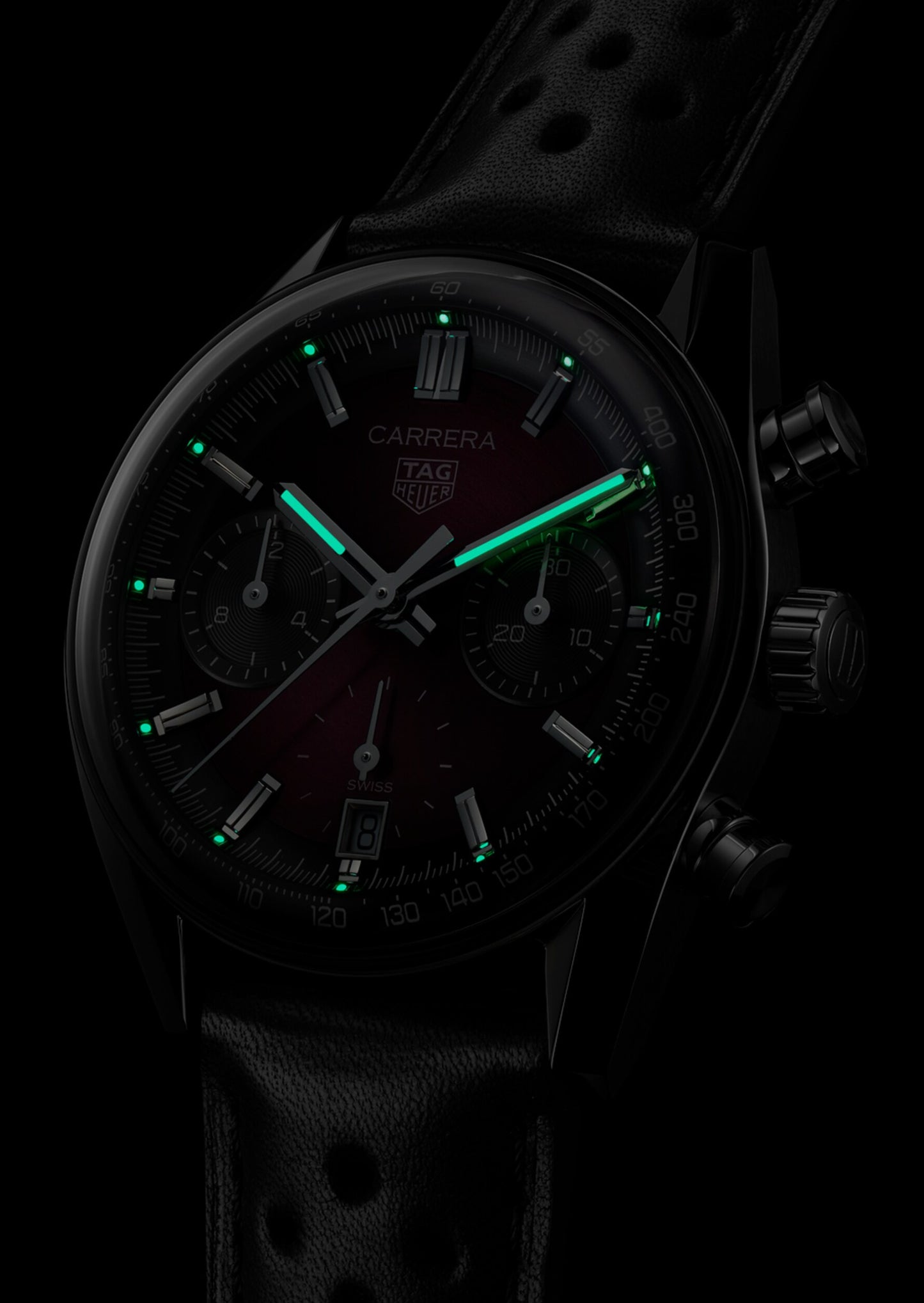 TAG Heuer Carrera Chronograph 39mm aço com bracelete de couro