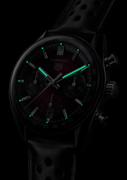 TAG Heuer Carrera Chronograph 39mm aço com bracelete de couro