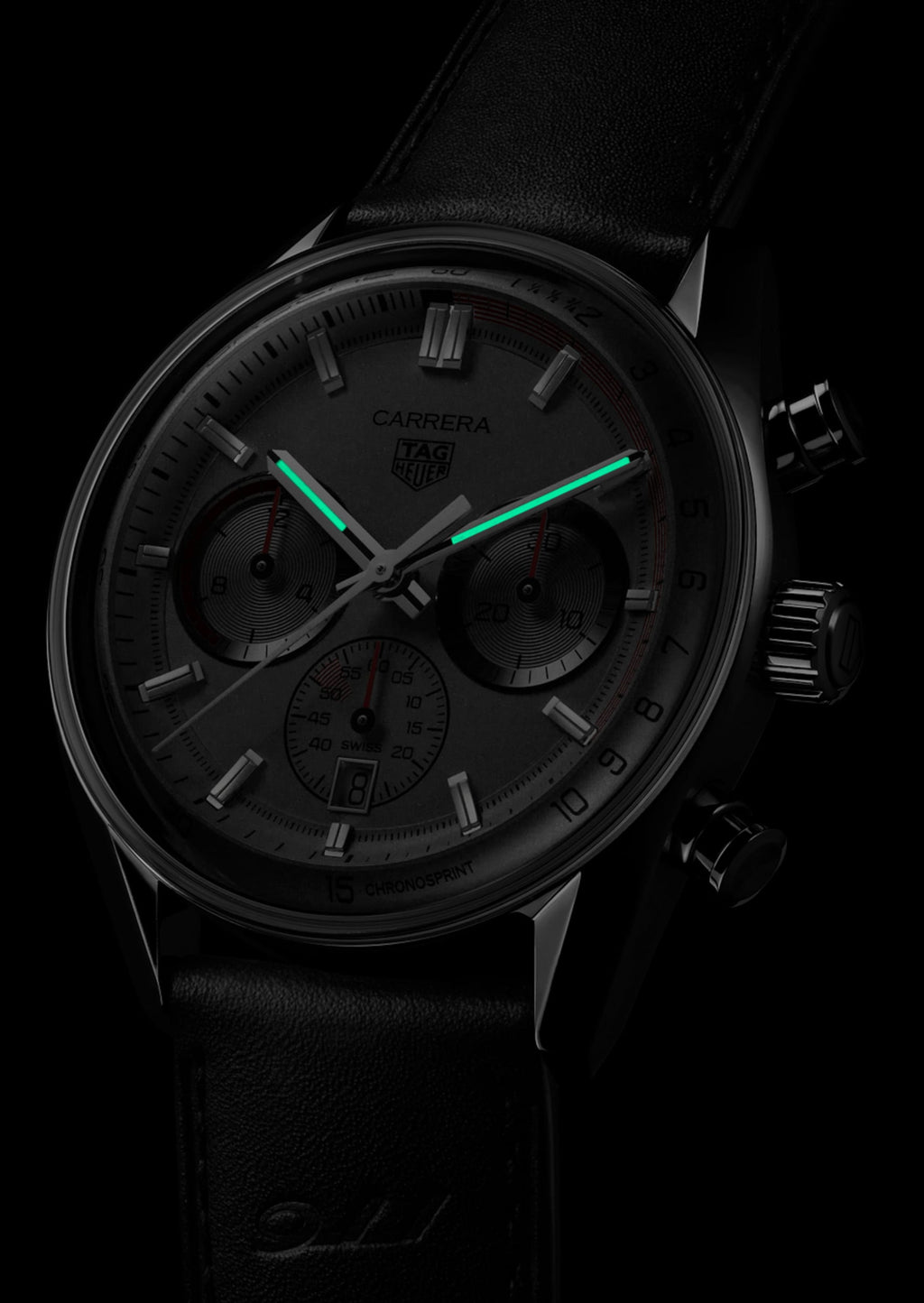 TAG Heuer Carrera Chronosprint x Porsche, 42 mm, aço em bracelete de couro