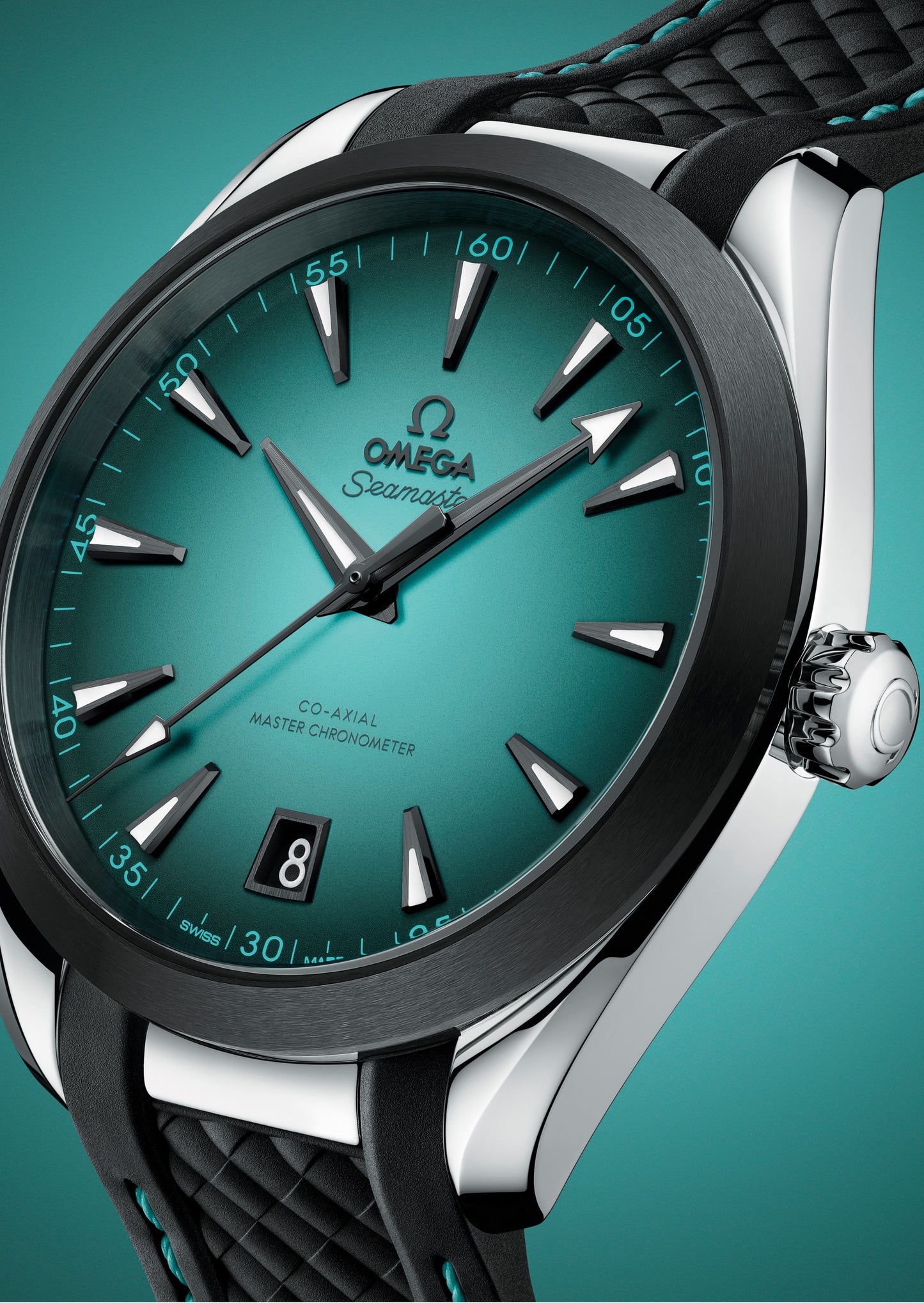 Seamaster Aqua Terra 150M 41mm aço com bracelete de borracha