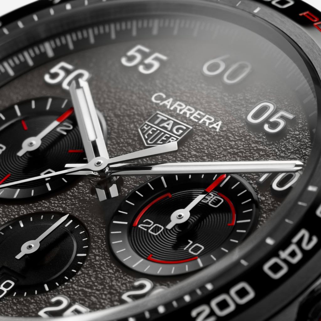 TAG Heuer Carrera Chronograph x Porsche, 44 mm, aço em bracelete de couro