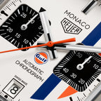 TAG Heuer Monaco Chronograph x Gulf, 39 mm, aço em bracelete de tecido