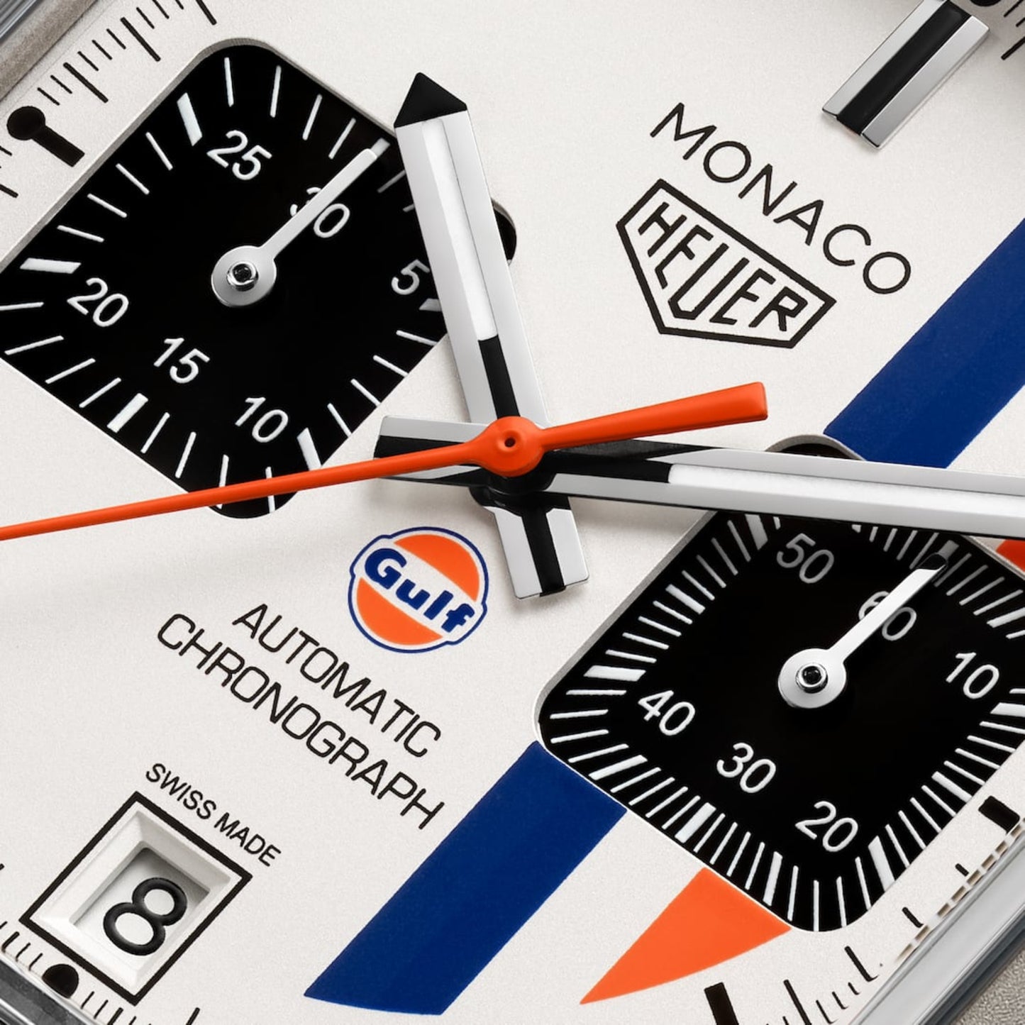 TAG Heuer Monaco Chronograph x Gulf 39mm aço com bracelete de tecido