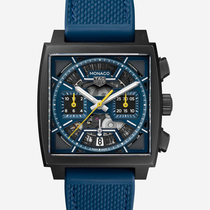 TAG Heuer Monaco Chronograph 39mm aço com bracelete de borracha