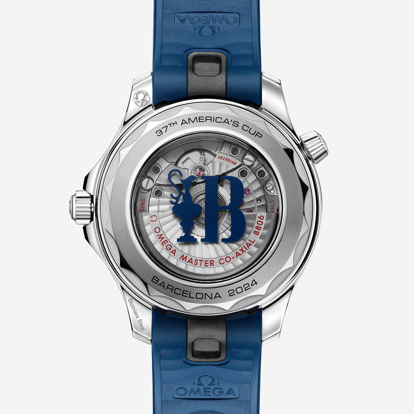 Seamaster Diver 300M AMERICA'S CUP 42mm aço com bracelete de borracha