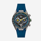 TAG Heuer Carrera Chronograph Tourbillon x Senna, 44 mm, aço em bracelete de borracha