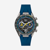 TAG Heuer Carrera Chronograph Tourbillon x Senna, 44 mm, aço em bracelete de borracha