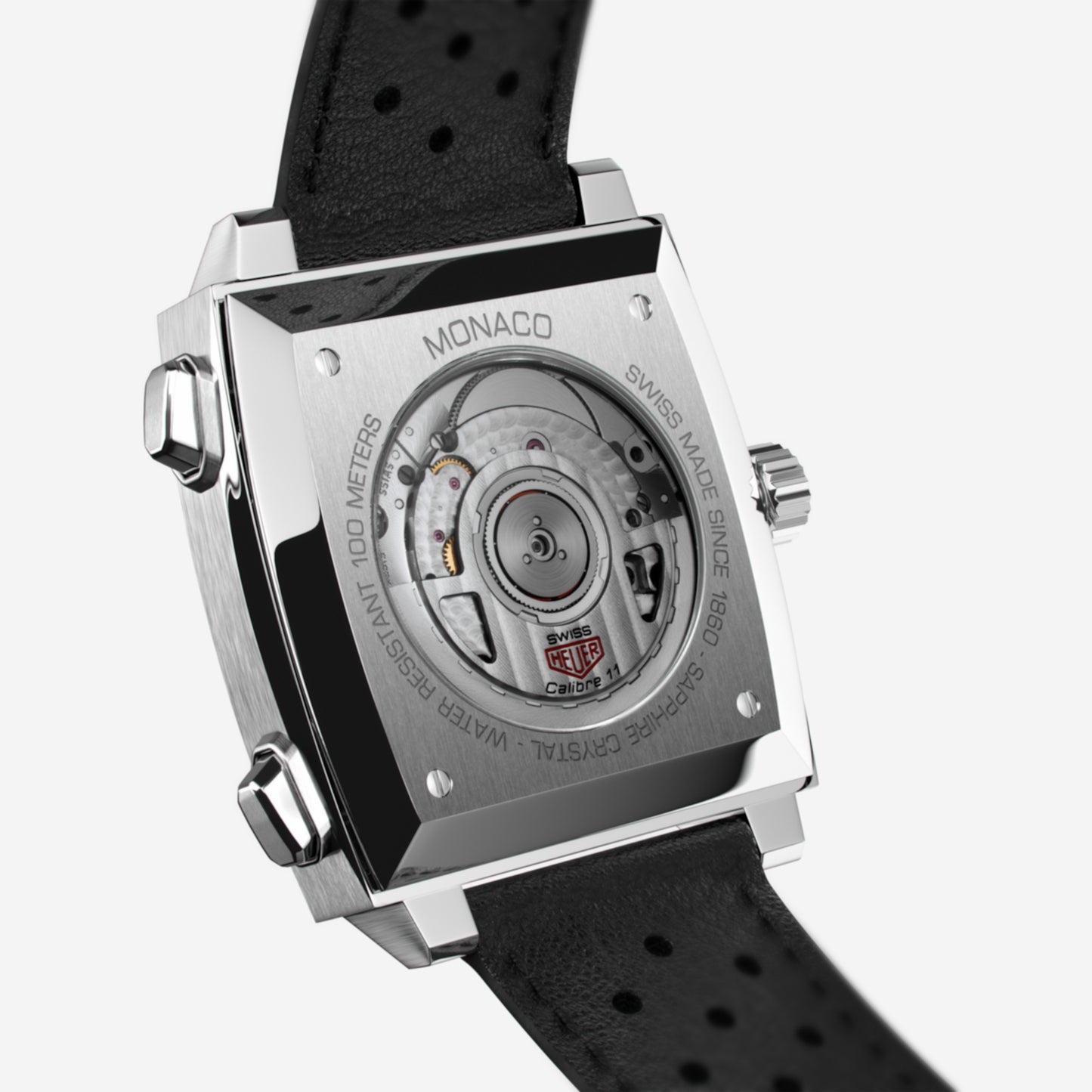 TAG Heuer Monaco Chronograph 39mm aço com bracelete de couro