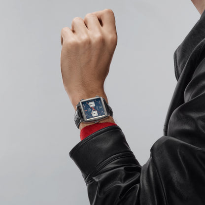 TAG Heuer Monaco Chronograph 39mm aço com bracelete de couro