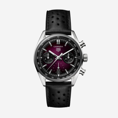 TAG Heuer Carrera Chronograph 39mm aço com bracelete de couro