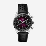 TAG Heuer Carrera Chronograph, 39 mm, aço em bracelete de couro