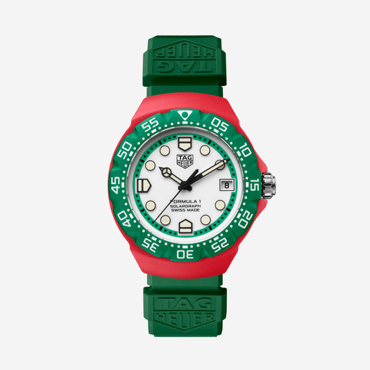 TAG Heuer Formula 1 Solargraph 38mm aço com bracelete de borracha