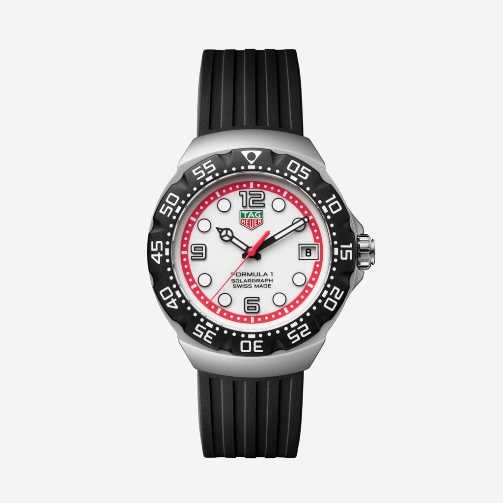 TAG Heuer Formula 1 Solargraph, 38 mm, aço em bracelete de borracha