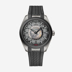 Seamaster Aqua Terra Worldtimer, 43 mm, aço em bracelete de borracha