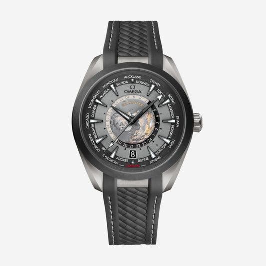 Seamaster Aqua Terra Worldtimer 150M New York 43mm aço com bracelete de borracha