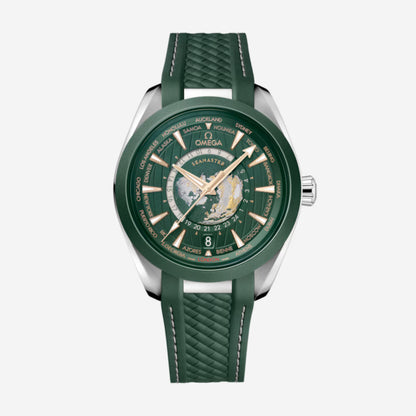 Seamaster Aqua Terra Worldtimer 150M Rio 43mm aço com bracelete de borracha