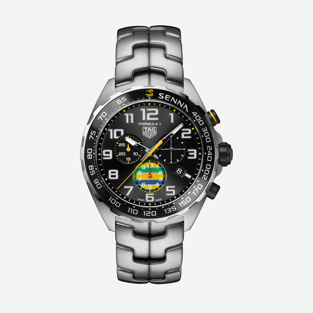 TAG Heuer Formula 1 Chronograph x Senna, 43 mm, aço em aço