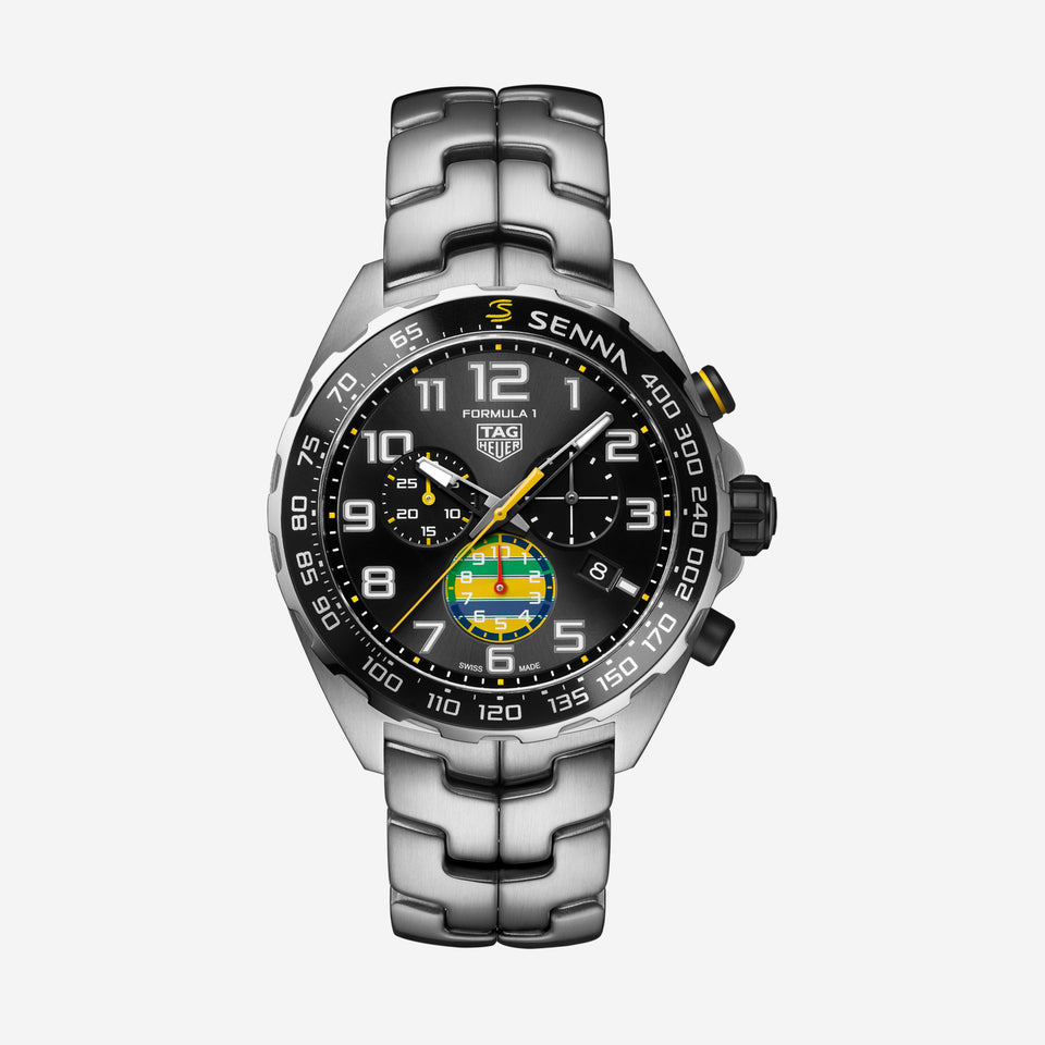 TAG Heuer Formula 1 Chronograph x Senna, 43 mm, aço em aço