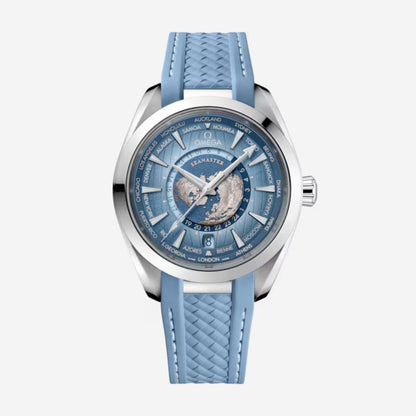 Seamaster Aqua Terra Worldtimer 150M Sydney 43mm aço com bracelete de borracha