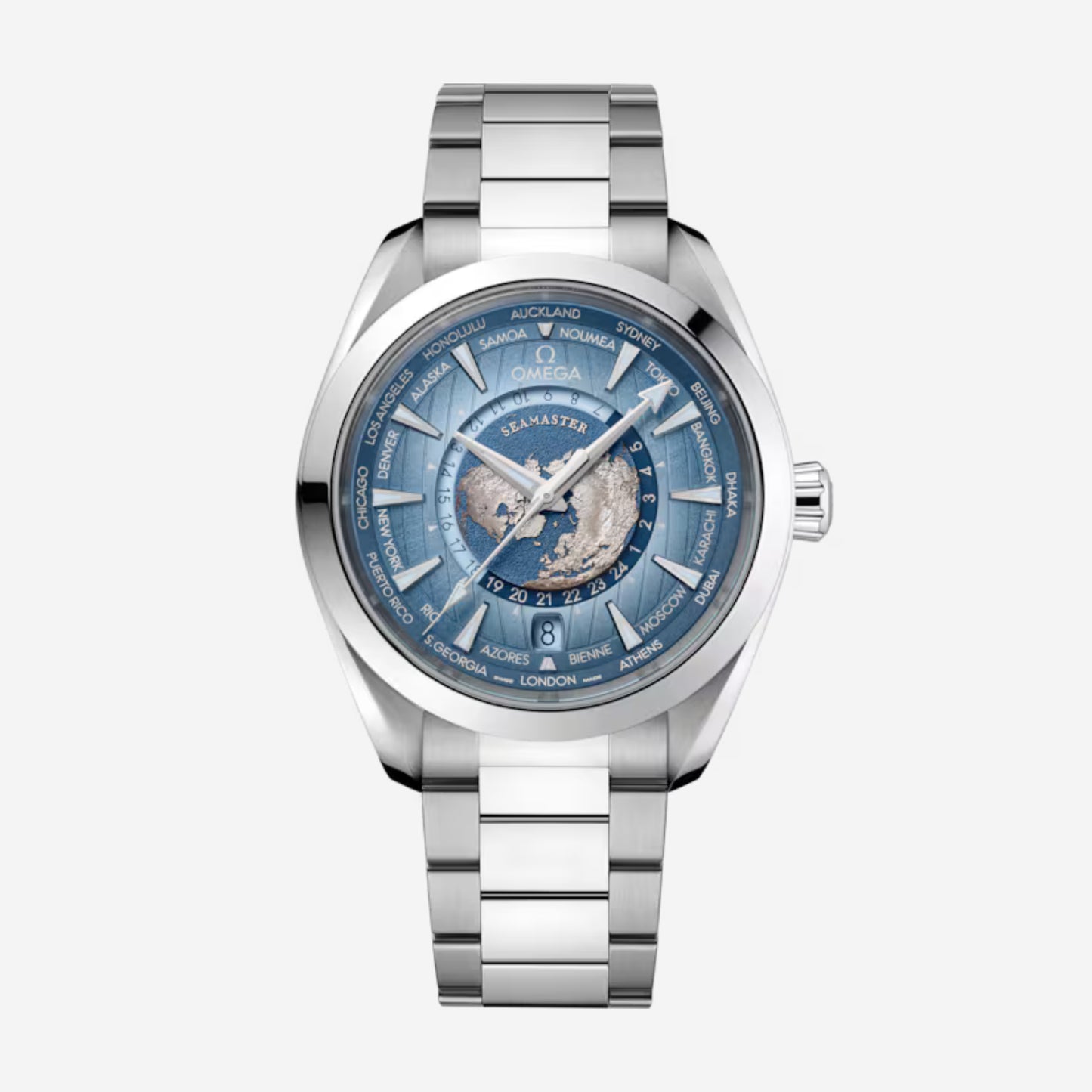 Seamaster Aqua Terra Worldtimer 150M Shanghai 43mm aço com bracelete em aço