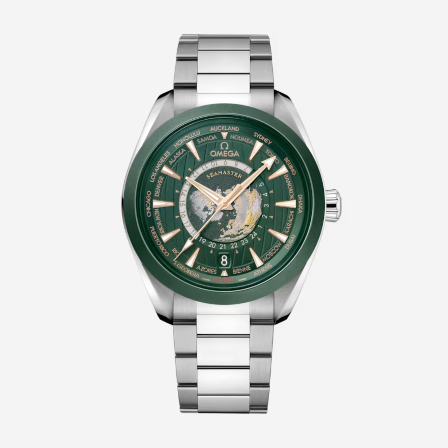 Seamaster Aqua Terra Worldtimer 150M Cape Town 43mm aço com bracelete em aço