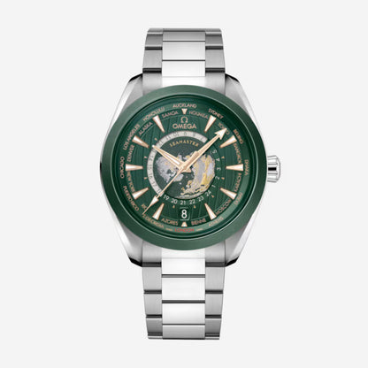 Seamaster Aqua Terra Worldtimer 150M Cape Town 43mm aço com bracelete em aço