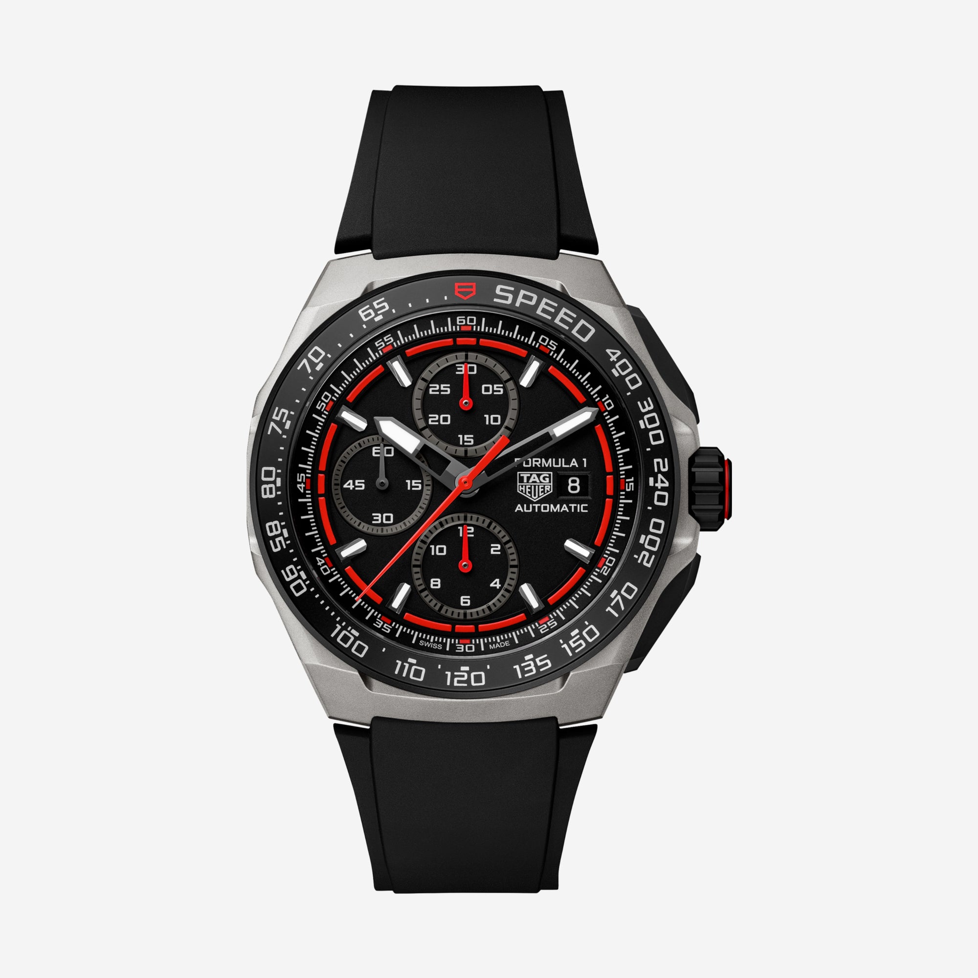 TAG Heuer Formula 1 Chronograph, 44 mm, aço em bracelete de borracha