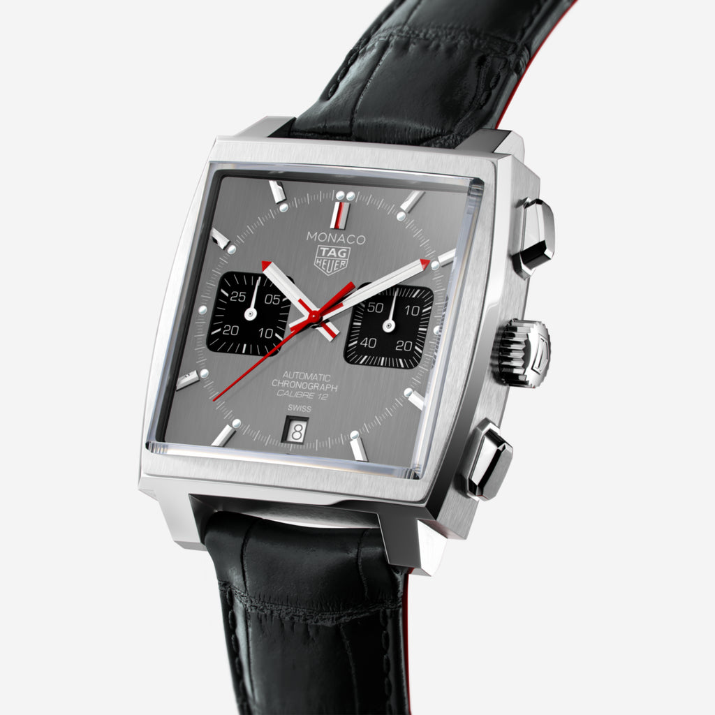 TAG Heuer Monaco Calibre 12 Final Edition, 39 mm, aço em bracelete de couro
