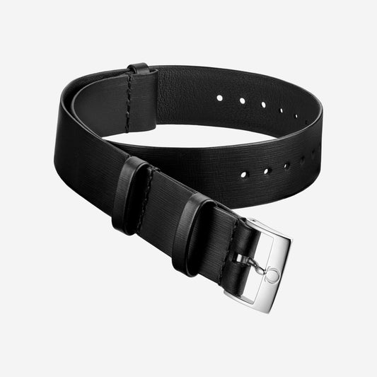 Pulseira Nato 20mm em couro preto