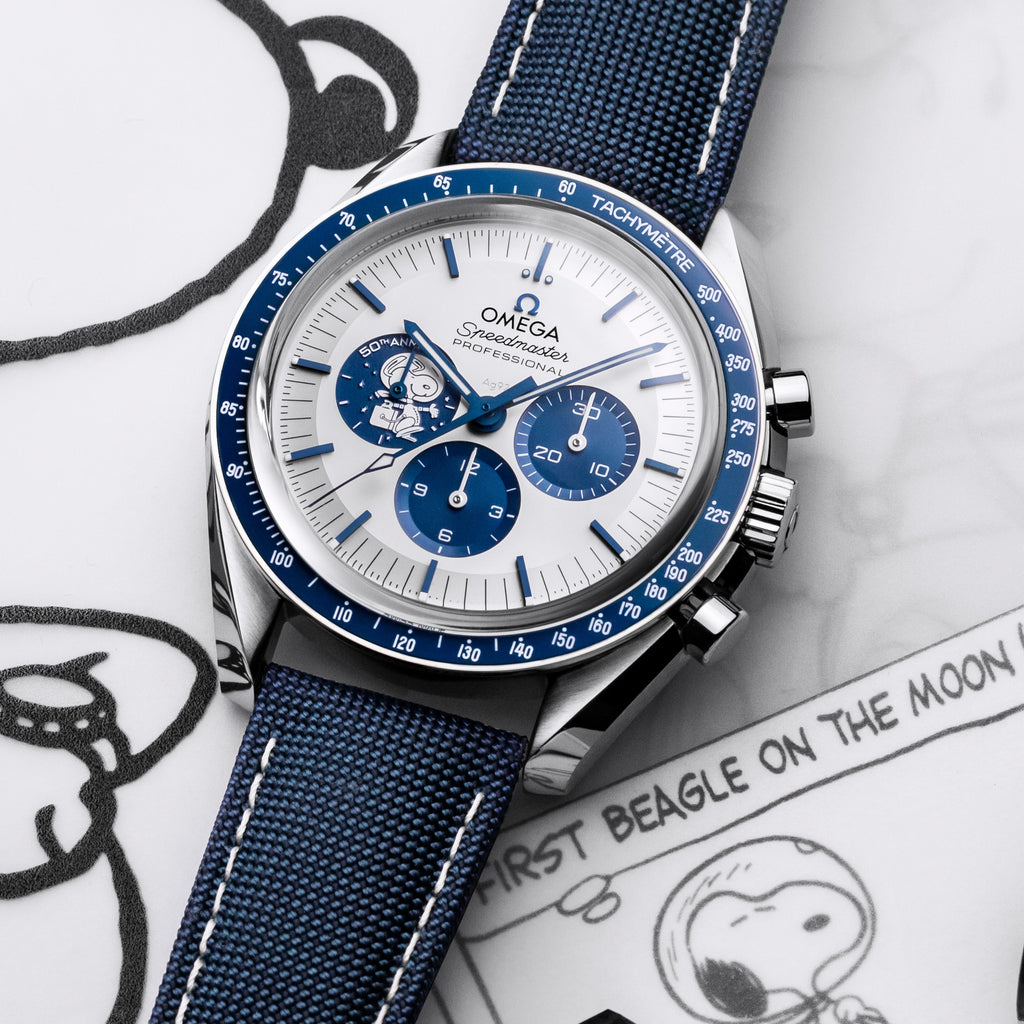 Speedmaster Série de aniversário, 42 mm, aço em bracelete de nylon