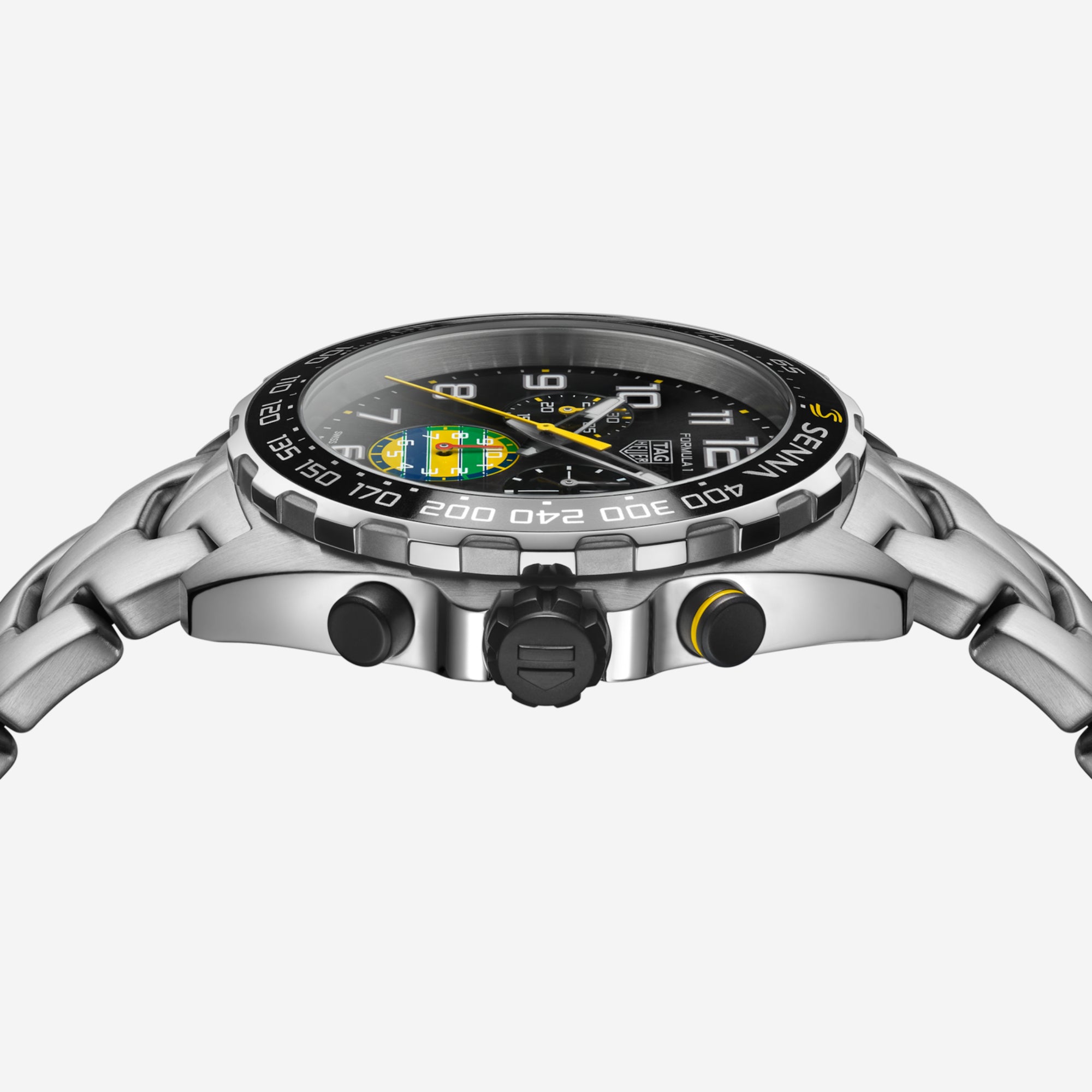 TAG Heuer Formula 1 Chronograph x Senna, 43 mm, aço em aço