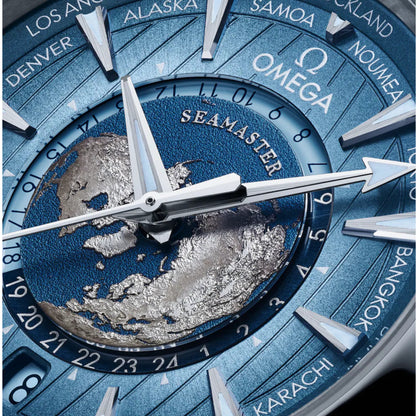 Seamaster Aqua Terra Worldtimer 150M Sydney 43mm aço com bracelete de borracha