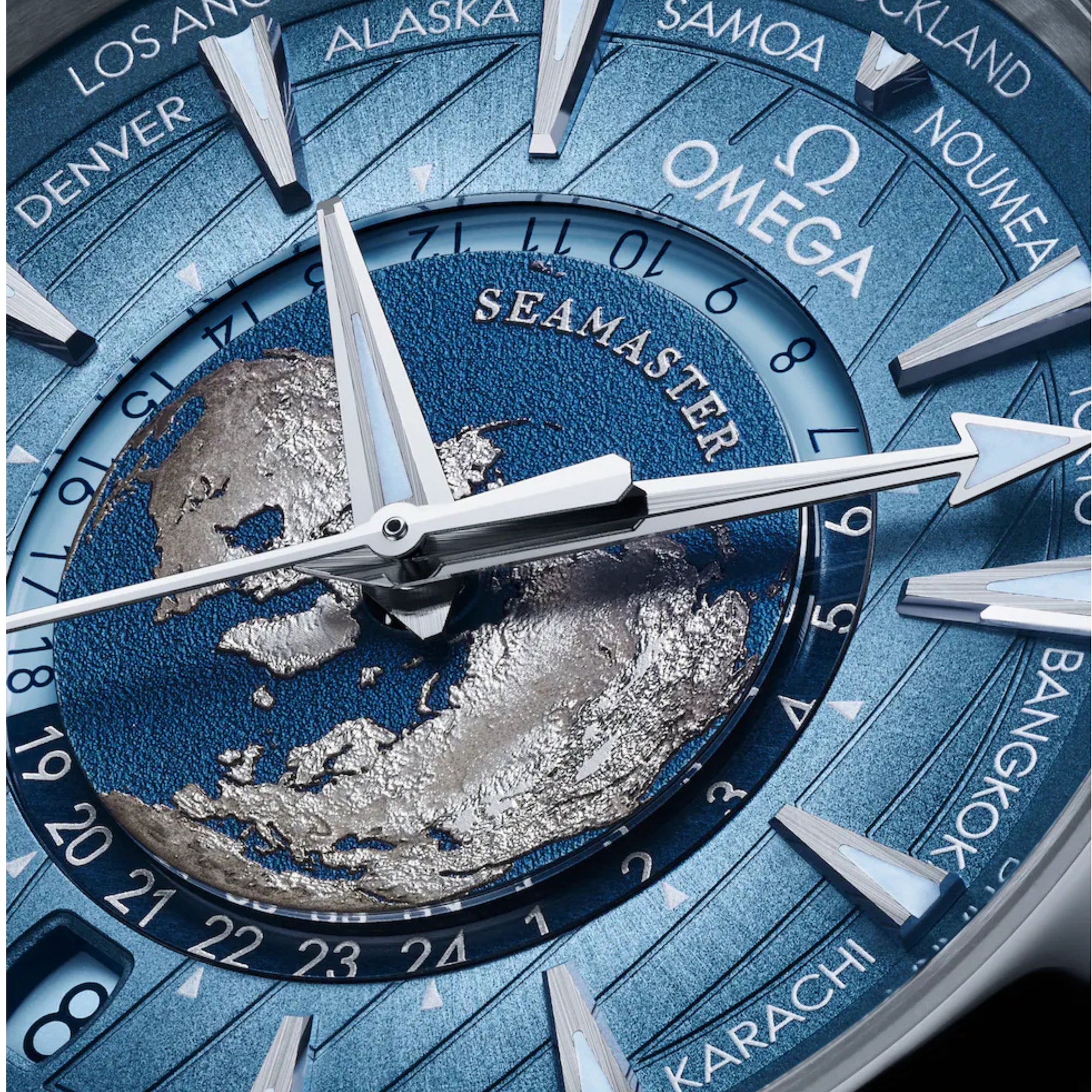Seamaster Aqua Terra Worldtimer, 43 mm, aço em aço