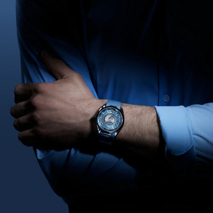 Seamaster Aqua Terra Worldtimer 150M Sydney 43mm aço com bracelete de borracha
