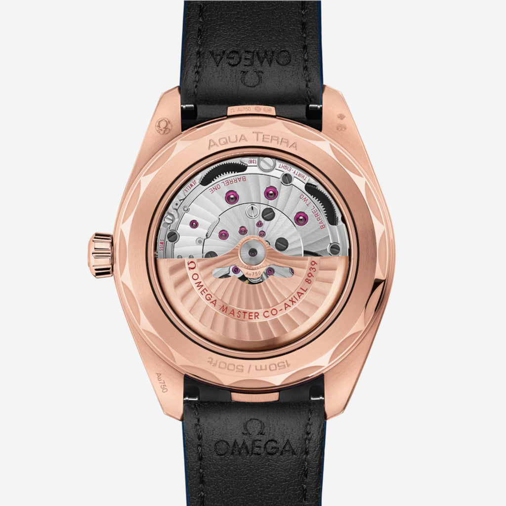Seamaster Aqua Terra Worldtimer, 43 mm, aço em bracelete de couro
