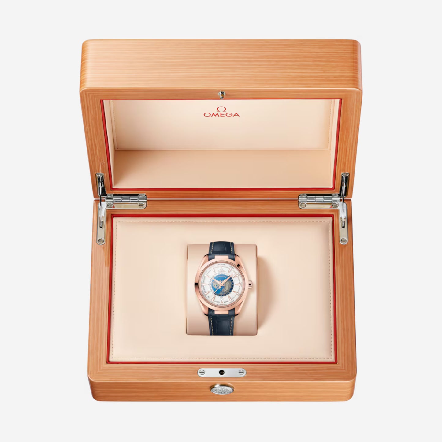 Seamaster Aqua Terra Worldtimer 150M Paris 43mm aço com bracelete de couro