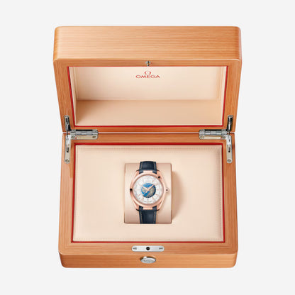 Seamaster Aqua Terra Worldtimer 150M Paris 43mm aço com bracelete de couro