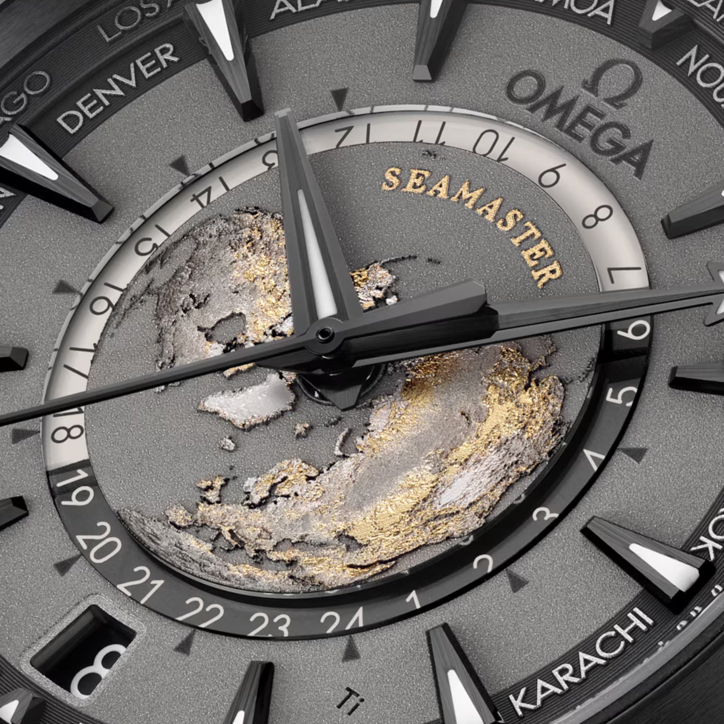 Seamaster Aqua Terra Worldtimer 150M New York 43mm aço com bracelete de borracha