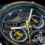 TAG Heuer Carrera Chronograph Tourbillon x Senna, 44 mm, aço em bracelete de borracha